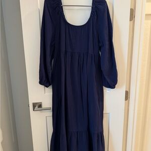 Navy Blue Long Sleeve Boho Maxi